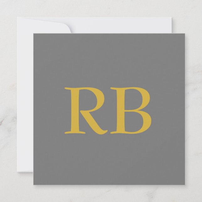 Modern Grijs Goud Kleur Monogram Initialen (Voorkant)