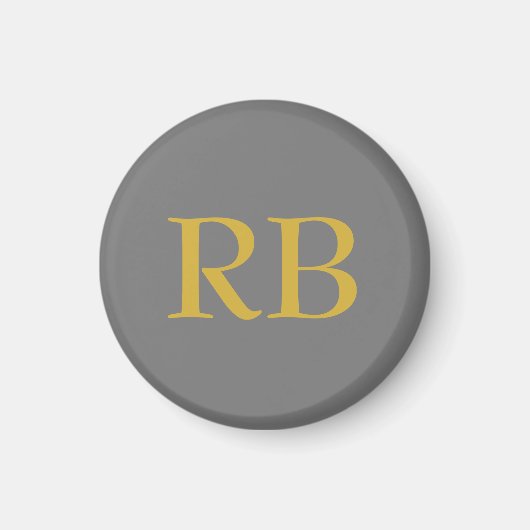 Modern Grijs Goud Kleur Monogram Initialen Magneet (Voorkant)