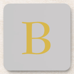 Modern Grijs Goud Kleur Monogram Naam toevoegen In Bier Onderzetter