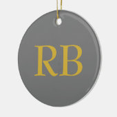 Modern Grijs Goud Kleur Monogram Naam toevoegen In Keramisch Ornament (Links)