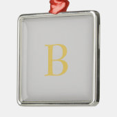 Modern Grijs Goud Kleur Monogram Naam toevoegen In Metalen Ornament (Links)