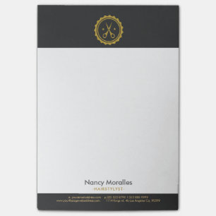 Modern Grijs Goud & Wit Haarstylist Schaar Logo Post-it® Notes
