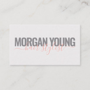 Modern grijs koraalhaar stylist script visitekaartje