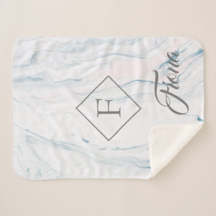 Modern grijs Lijst en pasteltinten marmeren steen Sherpa Deken