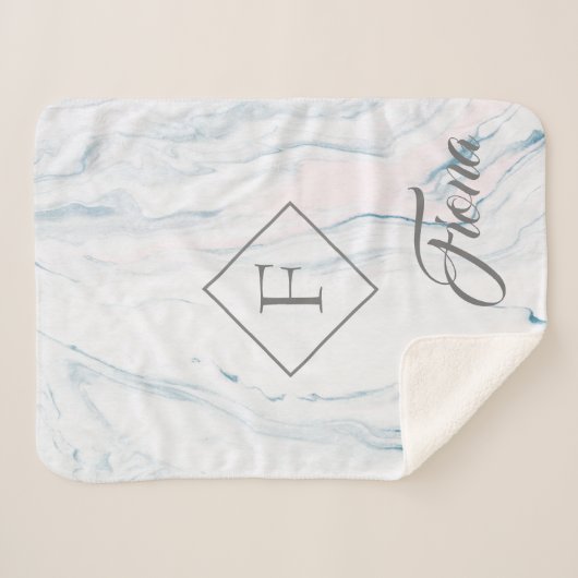 Modern grijs Lijst en pasteltinten marmeren steen Sherpa Deken (Voorkant (horizontaal))