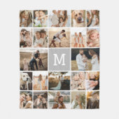 Modern grijs monogram 22 fotocollage fleece deken (Voorkant)