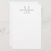 Modern grijs monogram briefpapier (Voorkant / Achterkant)