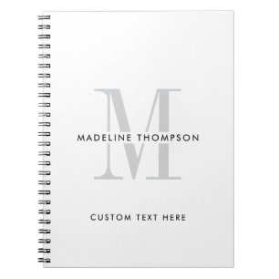 Modern grijs monogram notitieboek