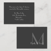 Modern grijs monogram receptie Kaarten invoegen (Voorkant / Achterkant)