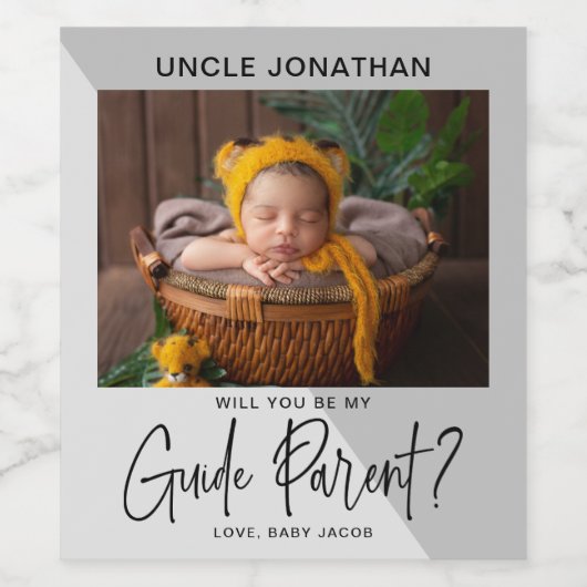 Modern grijs oudervoorstel   wijn etiket (Enkel label)