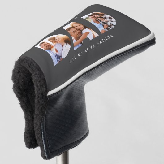 Modern grijs Photo Golf gepersonaliseerd cadeau vo Golfheadcover (3/4 voorkant)
