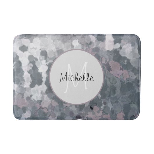 Modern grijs roze Abstracte cirkels Monogram Badmat (Voorkant)