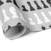 Modern grijs schaakstuk spel patroon cadeaupapier (Rol Hoek)