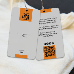 Modern Grijs Sinaasappel Logo QR Code Kledingstuk  Visitekaartje