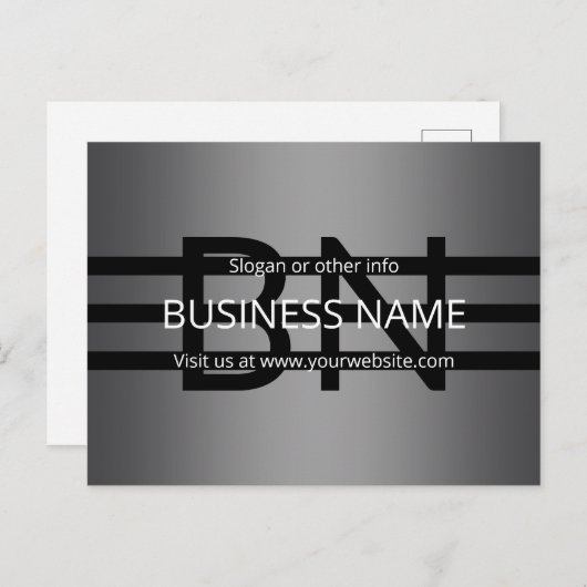 Modern grijs verloop en horizontale zwarte strepen briefkaart (Voorkant / Achterkant)