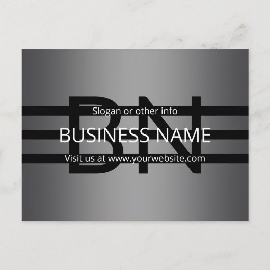 Modern grijs verloop en horizontale zwarte strepen briefkaart (Voorkant)