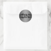 Modern grijs verloop en horizontale zwarte strepen ronde sticker (Tas)