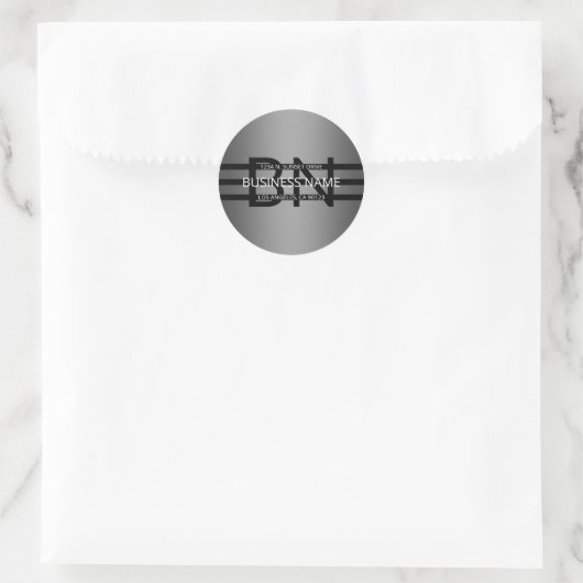 Modern grijs verloop en horizontale zwarte strepen ronde sticker (Tas)