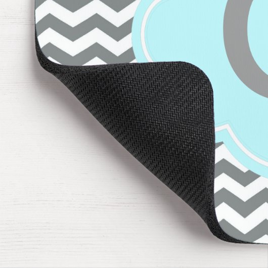 modern grijs wit chevron monogram muismat (Hoek)