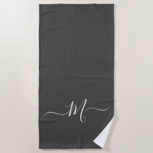 Modern grijs wit monogram Initiaal strandlaken