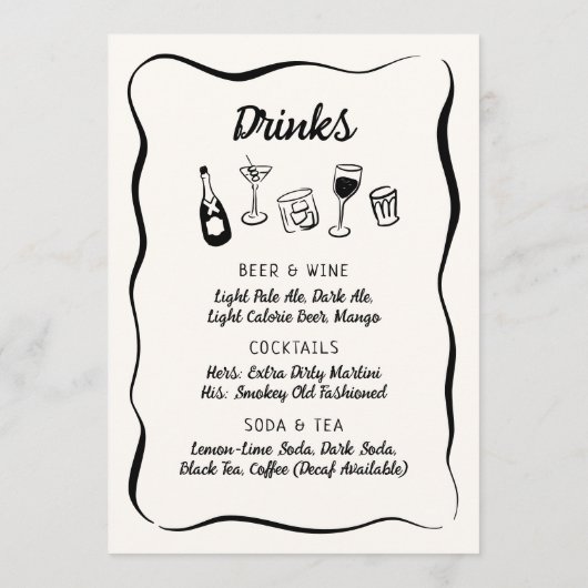 Modern & grillig Hand getekend diner & Drinken Men Menu (Achterkant)