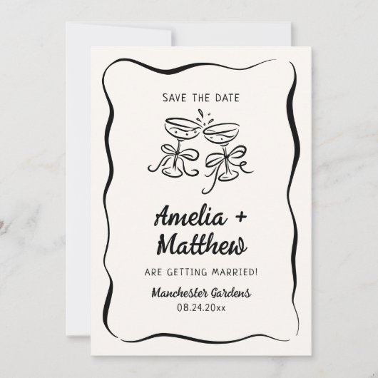 Modern & grillig Hand getekend Save the Date Kaart (Voorkant)