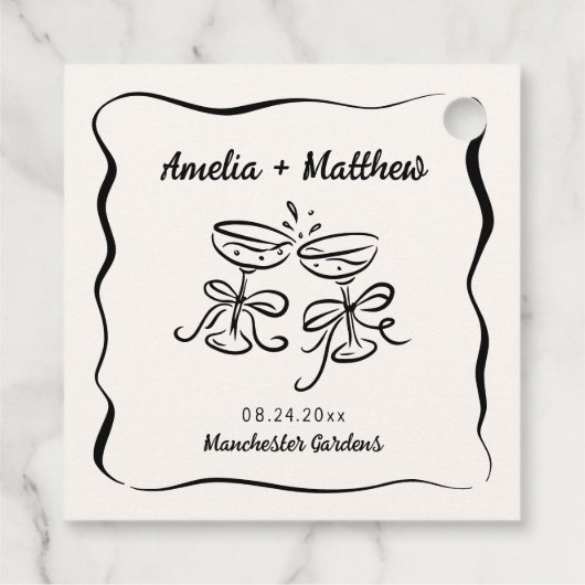 Modern & grillig Hand getrokken bruiloft Bedankjes Labels (Achterkant)