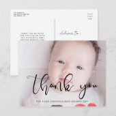 Modern grillig script Baby shower dank u Briefkaart (Voorkant / Achterkant)