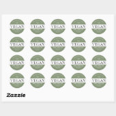 Modern groen 100% vegan productlabel ronde sticker (Vel)