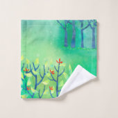 Modern groen Abstract landschap Bad Handdoek (Wasdoekje)