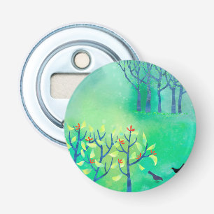 Modern groen Abstract landschap Button Flesopener