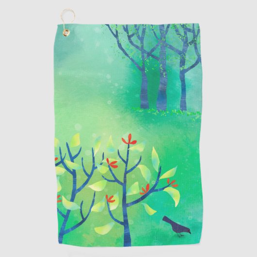 Modern groen Abstract landschap Golfhanddoek (Voorkant)