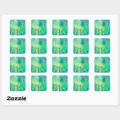 Modern groen Abstract landschap Vierkante Sticker (Vel)