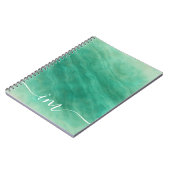 Modern groen Abstract marmer met Initialen - Notitieboek (Linkerzijde)