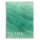 Modern groen Abstract marmer met Initialen - Notitieboek (Voorkant)