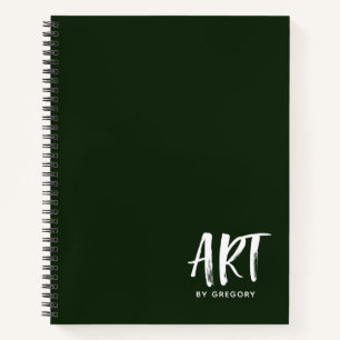 Modern groen artistiek zakboek met naam Notitieboe Notitieboek