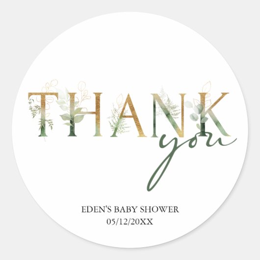 Modern groen Baby shower dank je wel Ronde Sticker (Voorkant)