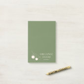 Modern groen biologisch voedsel post-it® notes (Op bureau)