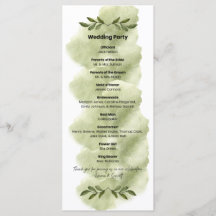 Modern groen blad minimalistisch trouwprogramma