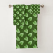 Modern groen blad patroon op bos groen bad handdoek (Insitu)