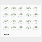 Modern groen bladeren bruiloft envelop afdichtinge ronde sticker (Vel)