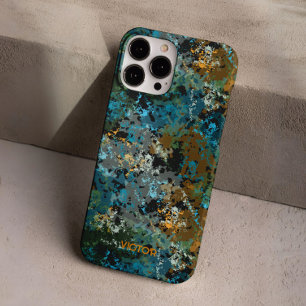 Modern Groen Blauw Camo Leger Mannelijke Custom Na iPhone 16 Pro Hoesje