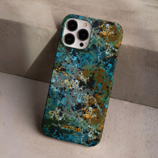 Modern Groen Blauw Camo Leger Mannelijke Custom Na iPhone 16 Pro Hoesje