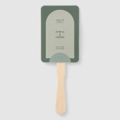 Modern groen boho boog geometrisch bruiloft progra handwaaier (Voorkant)