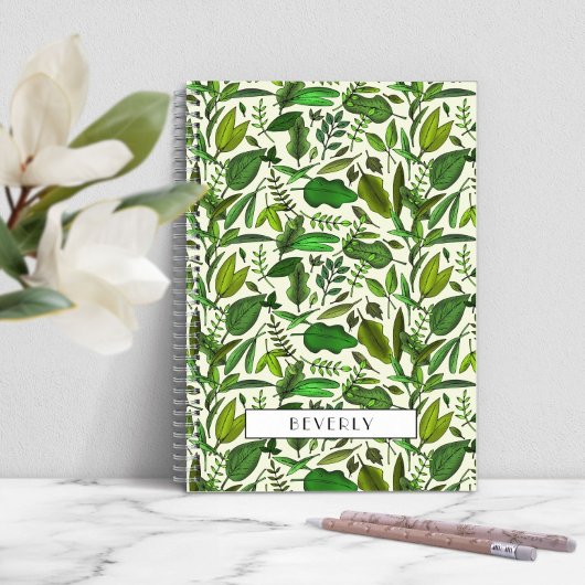 Modern groen botanisch monogram notitieboek