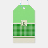 Modern groen check monogram cadeaulabel (Achterkant)