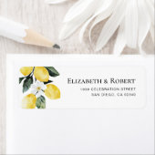 Modern groen citroen bloemenbruiloft etiket (Insitu)