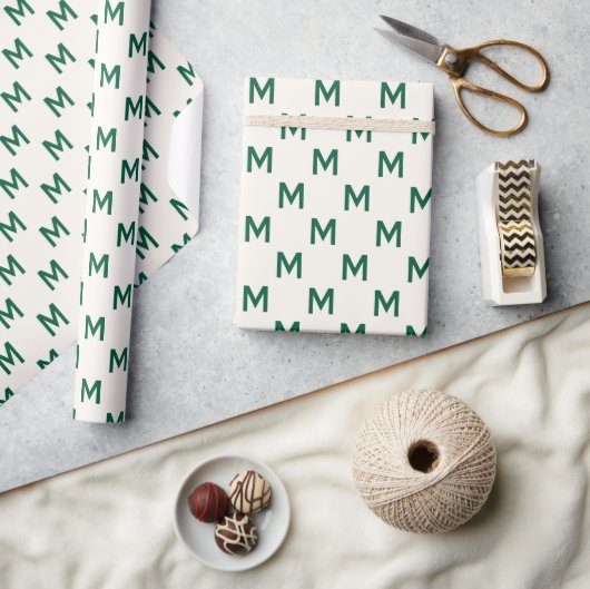 Modern Groen custom monogram patroon elegant Cadeaupapier (Crafts)