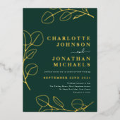 Modern groen eenvoudig groen goud folie uitnodiging (Voorkant)