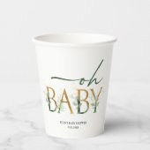 Modern groen en goud Oh Baby Baby shower Papieren Bekers (Voorkant)